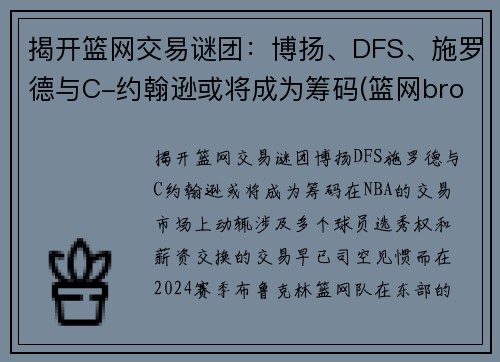 揭开篮网交易谜团：博扬、DFS、施罗德与C-约翰逊或将成为筹码(篮网brooklyn)