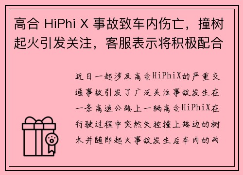 高合 HiPhi X 事故致车内伤亡，撞树起火引发关注，客服表示将积极配合调查