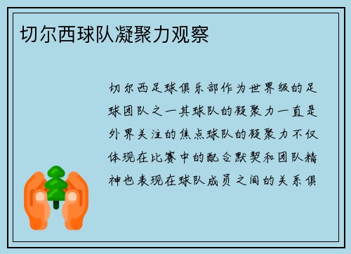 切尔西球队凝聚力观察